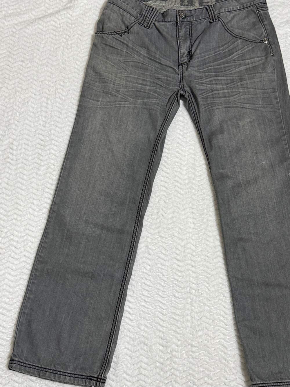 Do Denim Gray Y2K Skater Rocker Jeans Size 36/33 - Picture 8 of 14